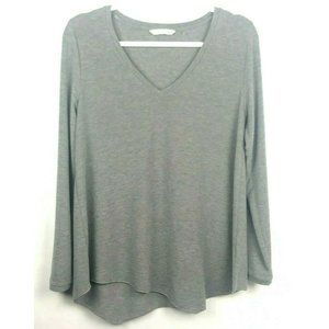 Soft Surroundings T Shirt Tunic Womens Small Gray Long Sleeve Asymmetrical Hem